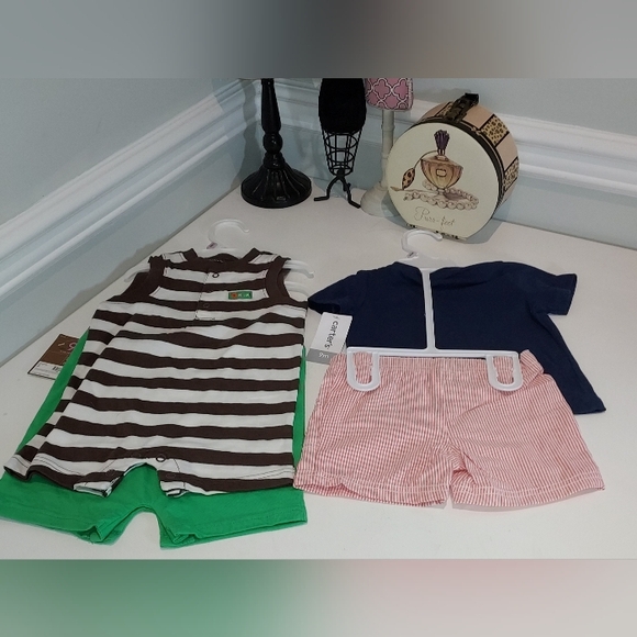Carter's 1- 2 Piece Shirt/Short Outfit and 2 Piece Romper Set NWT - Picture 2 of 5